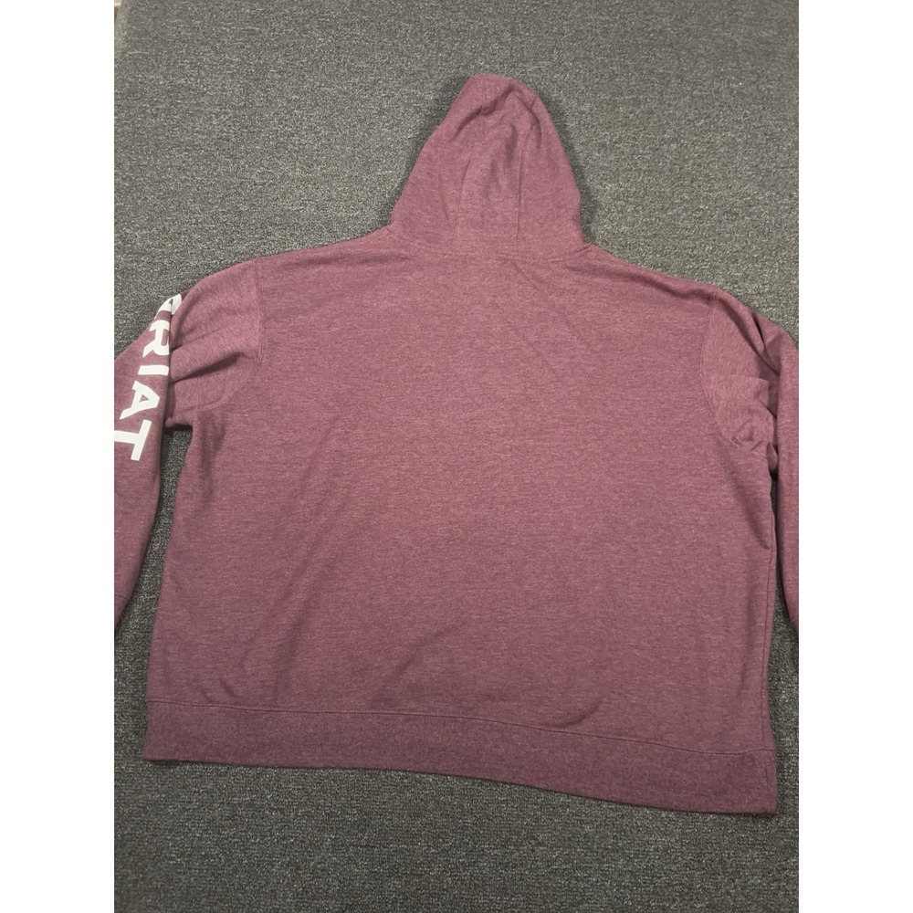 Ariat Pullover Hooded Sweatshirt Men's 3XL Burgundy Drawstrings Heavyweight Logo - Picture 2 of 7